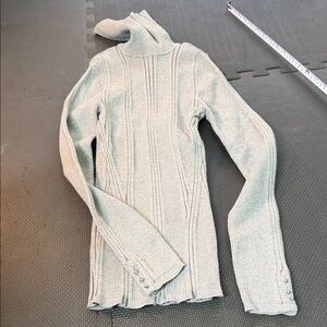 White House Black Market Light Gray Ribbed Turtleneck Sweater